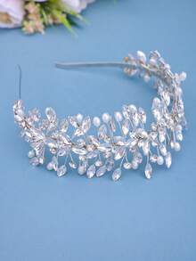 1pc Bridal Crystal Headband, Handmade Wedding Party Royal Hair Accessory - Multicolor - View 7