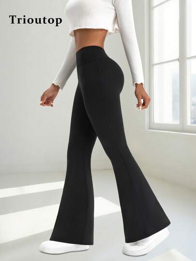 Trioutop Damleggings med hög midja och utsvängda leggings, brett bekvämt midjeband, ultramjuka yogabyxor med magkontroll för lounge | Damkläder, Dambyxor, Vinterbyxor, Vinterleggings, Vinterbyxor