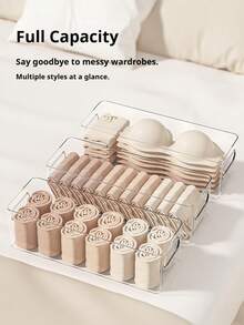 1/2/4 piezas Caja de almacenamiento multifuncional, organizador de armario, caja de almacenamiento de escritorio y cocina, organizador de cajones de gran capacidad para ropa interior, calcetines, maquillaje, condimentos, organización perfecta del hogar y regalo para fiestas