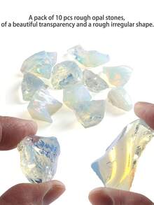 10Pcs/Set Raw Opalite Rocks Rough Opal Crystal Stone For Collection, Jewelry Making, Chakra Healing, Crafts & DIY Stones - As Picture - View 7