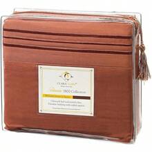 CLARA CLARK 1800 Juego de Sábanas, 3 Unidades, Tamaño Individual, Verde Oliva - Naranja - Ver 1