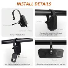 Espejo retrovisor central para UTV/ATV para barras de rodillo de 1.75"-2", abrazadera de aluminio ajustable 360°, espejo central compatible para vehículo todo terreno