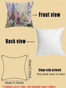 1 chiếc vỏ gối bằng polyester in họa tiết hoa oải hương, họa tiết hoa cúc in chuyển nhiệt, thích hợp cho phòng khách, ghế sofa, phòng ngủ, xe hơi, văn phòng, nhà nông thôn và các không gian trang trí nhà cửa khác. Không bao gồm ruột gối. - Màu tím - Xem 5