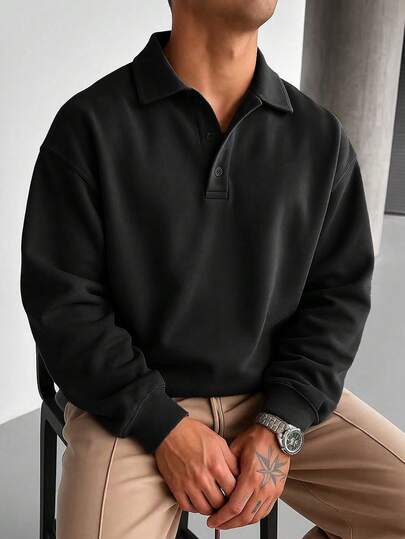 Neue Herren einfarbige, schlichte und vielseitige Halb-Reißverschluss Kapuzenjacke, modischer Kragen Lässig Hoodie für Herbst und Winter