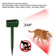 Repelente ultrasónico para gatos con energía solar, repelente de animales de jardín con luz intermitente, sensor de movimiento, repelente de insectos impermeable para perros, gatos y pájaros - Verde Oscuro - Ver 5