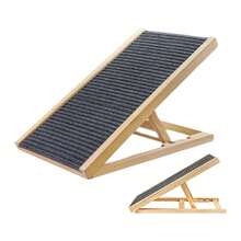 Rampa ajustable para mascotas, escalera plegable antideslizante para subir perros, rampa auxiliar para sofá cama para mascotas con reposapiés de madera - Color de la veta de la madera - Ver 4