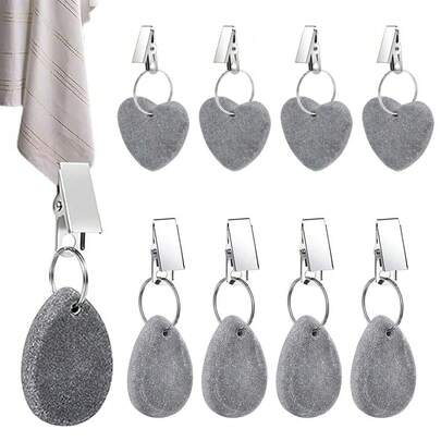 4/8pcs Tablecloth Weights Tablecloth Pendant Stone Table Cover Weights Hangers With Metal Clips For Outdoor Party Picnic Table Decoration