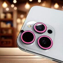 3片装相机镜头保护膜，配有闪亮金属水钻环和9H硬度防刮膜，时尚配件，个性化保护壳，生日、送给家人、朋友的礼物，闪亮水晶，镜头保护膜，手机配件，全覆盖防水防震防指纹 - 夜光-粉 - 查看 13