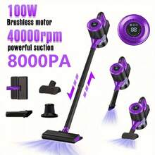 Zestaw odkurzacza bezprzewodowego o dużej mocy 8000 PA, silnik o dużej prędkości 40 000 obr./min z wytrzymałym akumulatorem, odpowiedni do ogrodu, salonu, kuchni, sofy i samochodu | Profesjonalne narzędzie do czyszczenia szczelin o dużej mocy ssania, do usuwania sierści zwierząt
