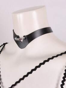 1 pieza Collar gargantilla de cuero PU con hebilla, estilo punk Harajuku, accesorio de calle de moda para mujeres - Negro - Ver 6