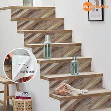 SUPSTICKER 1 rouleau (1 pièce) Autocollants pour escaliers avec motif bois clair bleu et brun clair. Décoration murale en PVC autoadhésif et amovible, avec propriétés imperméables, faciles à nettoyer et sans couture. Idéal pour les marches d'escalier, les surfaces de meubles, les sols de balcon, les sols de salle de bain et plus encore. Parfait pour la décoration de la maison et la rénovation d'espace. Plusieurs tailles disponibles.
