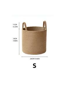 1pc Foldable Woven Laundry Basket With Handle, Hand-Woven, Large Capacity, Round Multi-Functional Storage Basket, Khaki And White Three Sizes Available, Suitable For Clothes, Blankets, Toys, Holiday Storage, Home Decoration, Suitable For Laundry Room, Bathroom, Bedroom, Living Room, Corridor Laundry Basket, Laundry Basket, Bathroom Storage Basket, Basket, Storage Basket, Foldable Laundry Basket