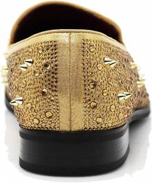 Men Fashion Rhinestones Studs Slip On Loafer Dress Shoes WBG-20256688 - 金色(02) - 查看 5