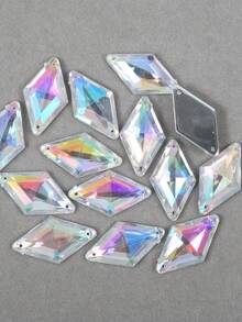 20 piezas/paquete, Tamaño grande 17*30mm Rhinestones de acrílico en forma de rombo con punta, Piedras de resina de acrílico de color AB de doble orificio para DIY en zapatos, sombreros, accesorios de ropa