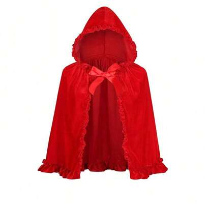 Capa roja de terciopelo de Caperucita Roja, adecuada para fiestas de Navidad. Esta es una capa adecuada para el hogar, al aire libre, fiestas y para interpretar a Caperucita Roja en diversas ocasiones.