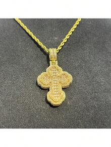 1件四叶草云朵十字形吊坠项链，铜镶嵌锆石，时尚设计首饰 - A - 查看 9