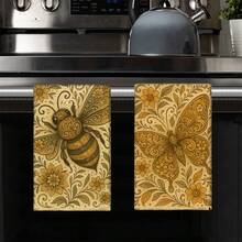 2/4 khăn lau bếp họa tiết bướm, khăn lau bát đĩa thấm hút cao và trang trí, giẻ lau, khăn ăn, khăn trang trí dụng cụ, thích hợp để trang trí ngày lễ, nấu ăn, nướng bánh, quà tặng tân gia và vệ sinh, phù hợp cho nhà bếp, phòng tắm, nhà vệ sinh - Nhiều màu - Xem 4