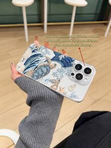 UV喷漆加厚透明防摔TPU手机壳，海龟波浪图案设计，兼容 16/16 Plus/16 Pro/16 Pro Max、15/15 Plus/15 Pro/15 Pro Max、14/14 Plus/14 Pro/14 Pro Max，兼容Galaxy S25 Ultra、S23、S23+、S23 Ultra、S24，兼容Infinix系列。提供镜头保护，可用作保护壳，是新年、圣诞节、万圣节或情人节送给男友、女友的理想礼物。国际版，非国内版。 - 彩色 - 查看 4