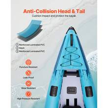 Inflatable Kayak, 2-Person Inflatable Recreational Kayak 700LBS Capacity, Leak & Puncture-Resistant With Padded Seat, PVC Drop-Stitch Floor, 2 Paddles, Hand Pump & Carry Bag For Fishing Camping - 174*46inch - View 3