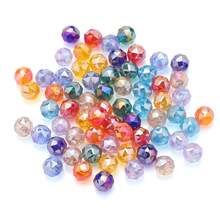 1 pieza de cuentas de vidrio redondas facetadas de 8 mm con agujero medio, de unicolor transparente y colorido con acabado electrochapado AB, para hacer pulseras, collares, cadenas de teléfono, llaveros, colgantes de coche y otros accesorios DIY - Bola de flores de 8 mm - Ver 9