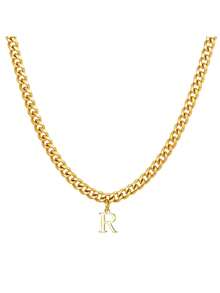 1pc Popular Classic Stainless Steel Letter Pendant Necklace, Men's Style - Gold-26 Letters - View 11