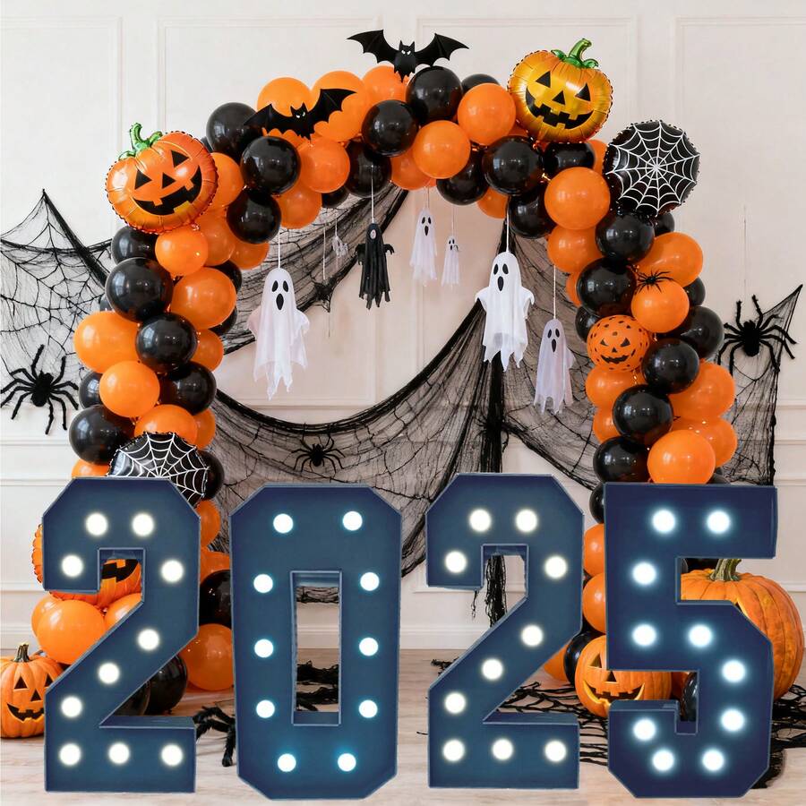 1Pc 73cm/28.74inch Cool Light Black KT Board Number Light Sign (0-9) Number Frame - Suit For Birthday/Anniversary/Wedding Photo Props & Ambience Decor--8/10pcs Light - White - View 1