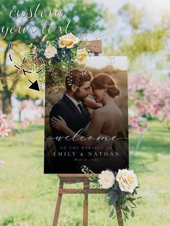 1 Stück personalisiertes Hochzeit Willkommensschild, individualisierbare Hochzeit Empfangs-Begrüßungstafel, anpassbar mit Bildern und Text, erhältlich als Poster oder Schaumstoffplatte, schöne Hochzeitsdekoration, einzigartiges Geschenk für Braut, Bräutigam, Freunde, Familie, geeignet für Hochzeiten, Jahrestage, Geburtstagsfeiern