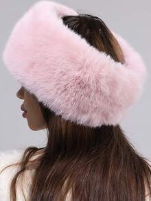 Ultima fascia per capelli in colore unito in finta pelliccia spessa, accessorio alla moda e versatile per l'autunno/inverno