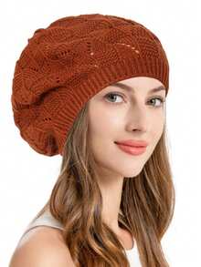 1pc Women Knitted Casual Everyday Beret Hat, Solid Color, Fashionable & Versatile Ladies' Beret Hats For Autumn And Winter - Multicolor - View 16