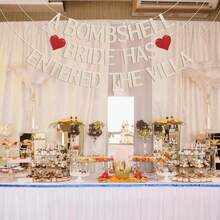 A Bombshell Bride Has Entered The Villa Banner, Bombshell Villa Bridesmaid Party Dr, Love Island Bach Weekend Dr, Love Themed Island Bachelorette Party Drations Champagne Gold - quả mơ - Xem 4