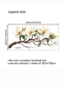 1 buc. Autocolant de perete elegant cu floare de magnolie albă - autoadeziv și detașabil din PVC, lavabil, potrivit pentru decorul camerei de zi și dormitorului