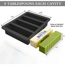 Mold Tray, Large Cavity Butter Maker Holds 8 Tablespoons Butter, Ideal For Butter, Energy Bar, Brownie, Cake, Cheesecake, Ice Cube Bar, Pudding, Soap, Chocolate (Black) - 黑色 - 查看 2
