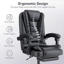 GartistGo Ergonomic Office Chair With High Backrest And Adjustable Tilt Function - Màu đen có chỗ để chân - Xem 5