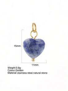 1pc Vintage Elegant Stainless Steel Natural Stone Geometric Pendant, DIY Necklace Bracelet Earring Keychain, Suitable For Christmas Gift & Daily Wear