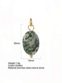 1pc Vintage Elegant Stainless Steel Natural Stone Geometric Pendant, DIY Necklace Bracelet Earring Keychain, Suitable For Christmas Gift & Daily Wear