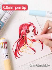 1pc Multicolor Retractable Ballpoint Pen, 10/28/58 Color Options, Colorful Pens For Art, Painting, Journaling, Drawing, School Supplies