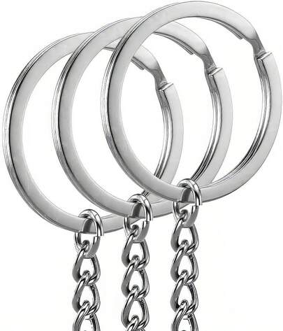 Argollas Planas para Llavero de 3CM de diámetro, Herraje Premium de uso rudo con cadena y conector