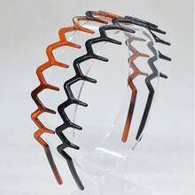 1 Or 2 Pack, Fashionable And Simple Wave Tooth Hairband, Women's Hair Hoop, Elegant Plastic Hair Accessory. - 2 Pieces In Amber and Black - View 6