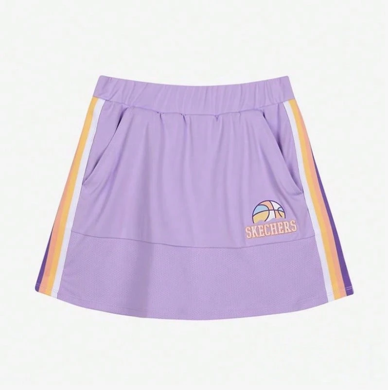 Skechers Tween-Mädchen Atmungsaktiver, kontrastfarben gestreifter Sportrock