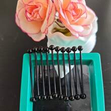 10 chiếc khuyên tai xỏ khuyên công nghiệp Punk bằng thép không gỉ 316L mạ vàng chân không, phù hợp cho cả nam và nữ, khuyên tai xỏ khuyên công nghiệp hình thanh tạ 38mm - Quả tạ công nghiệp Bông tai công nghiệp - Xem 7