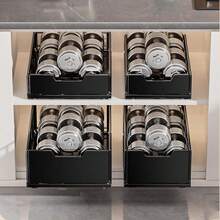 Telescopic Drawer, Extendable Drawer, Kitchen Cabinet Organizer, Kitchen Drawers With Na-No Adhesive Film And Screws, Spice Rack, Drawer Pull-Out For Kitchen Cabinets, Pull-Out Organizer, 25W X 40D X 18H Cm - 黑色 - 查看 7