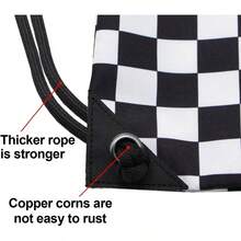 Drawstring Bag Sackpack - Black and White Grid - View 4