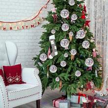 Bolas decorativas transparentes, bolas de colores transparentes, decoraciones de plástico electrochapado arcoíris, bolas de Navidad con anillos colgantes, adecuadas para cumpleaños, decoraciones de árboles de Navidad. Adecuadas para Navidad, fiestas, decoración del hogar, decoración de patios exteriores, oficina, decoración de hoteles