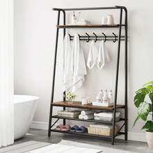 Clothing Racks - 39,4"W 1 Reihe Haken Braun - Übersicht 8