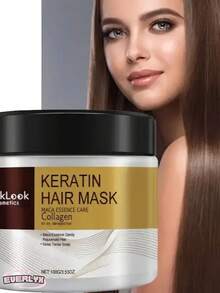EverlyX Mascarilla Capilar Keratin Hair Mask 100g -Reestructura el folículo capilar y fortalece el cuero cabelludo - Solución contra la caída capilar -  Con queratina, colágeno y esencia de maca - Repara, nutre e hidrata el cabello seco o dañado, aportando suavidad y brillo - Tratamiento intensivo para uso frecuente - Disponible 1 ud - Pack ahorro 2 ud - Pack ahorro 3 ud - Envíos en 24h desde España