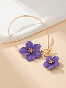1pc Fashionable White Floral Spray Painting Elegant Simple Anklet For Women, Suitable For Party & Holiday - màu xanh lá - Xem 5