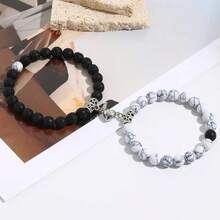 2-Piece Couple Bracelet Kit With Natural Stones - Together All The Best And Top! - Watermelon Pink - View 3