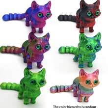1 件 3D 打印铰链卡通猫雕像，塑料接头可扩展创意桌面装饰，适合卧室、室内使用，无需电源，万圣节/圣诞节眼睛风格随机