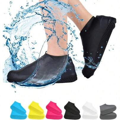 Silicone Outdoor Shoe Covers Latex Cycling Rain Boots Covers Reusable Dust Covers Waterproof Thick Non-Slip Wear-Resistant Foot Covers