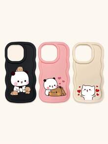 Cute Panda Novelty 3pcs Dopamine Themed Phone Cases, Cute Cartoon Panda, Bear, Cat Print Phone Case Set, New Wavy Macaron Design Phone Covers, Phone Protective Cases Compatible With IPhone Spring Gift,International Version, Not The Domestic Version - Multicolor - View 39